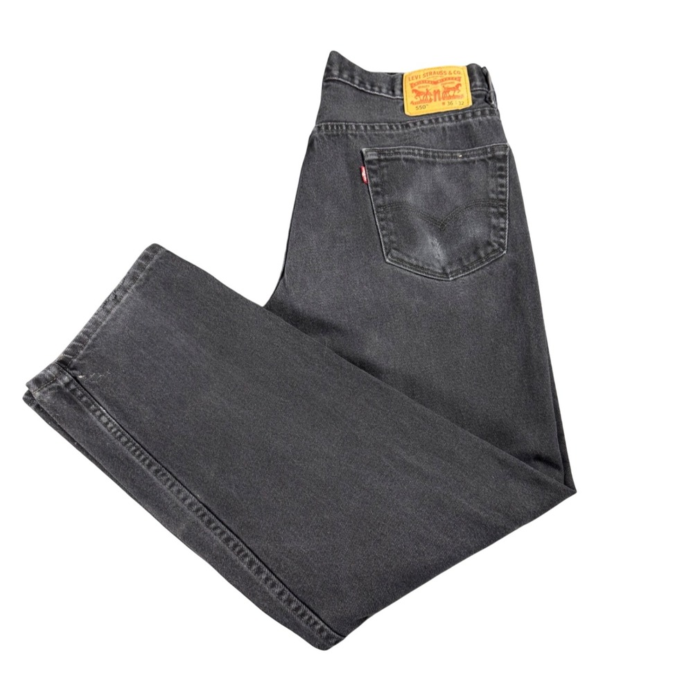 Levis 550 Relaxed Fit Tapered Leg Jeans Mens 36x32 Faded Black Denim